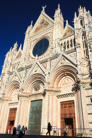 Siena, January 2017:  Medieval church "Santa Maria Cathedral" dedicated to the Assumption of the Blessed Virgin Mary, on January 2017 in Siena, Tuscany, Italyのeditorial素材