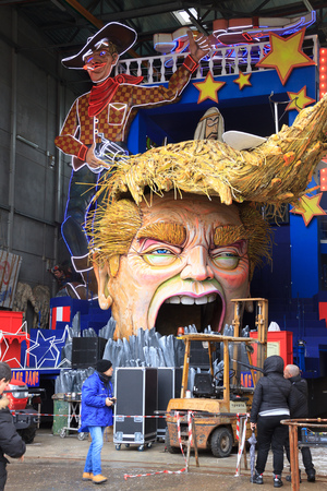Viareggio, February 2017:  Carnival allegoric cart with funny Donald Trump caricature, on February 2017 in Viareggio, Tuscany, Italyのeditorial素材