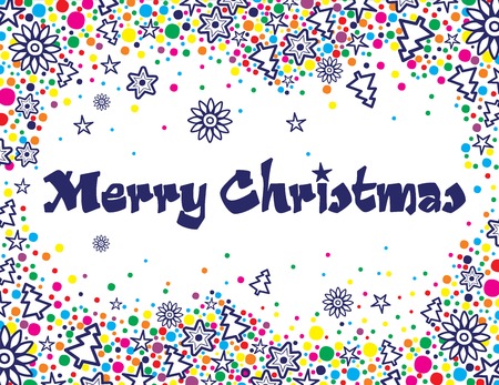 Christmas card with the inscription, Merry Christmas, background cards consist of confettiのイラスト素材