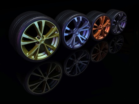 Image of car wheels Designed for promotional products car repair workshops.の写真素材