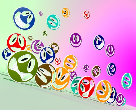 colorful smiles, rolling from the mountainの写真素材