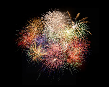 the fireworks in the night skyの写真素材