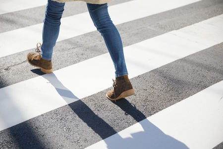 walking woman, no faceの写真素材