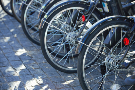 bicycle parking, no peopleの写真素材