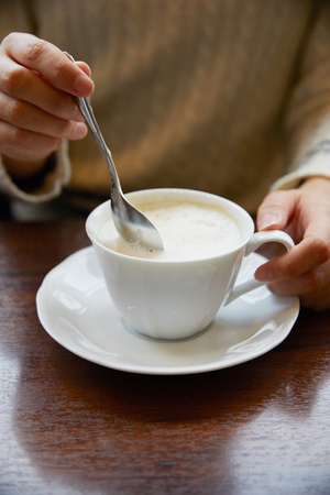 close up of the cappuccino coffeeの写真素材