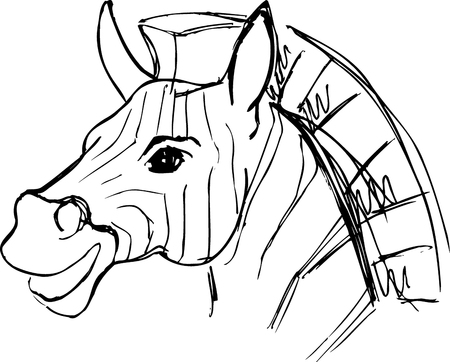 Drawing sketch of a zebra cartoon portraitのイラスト素材