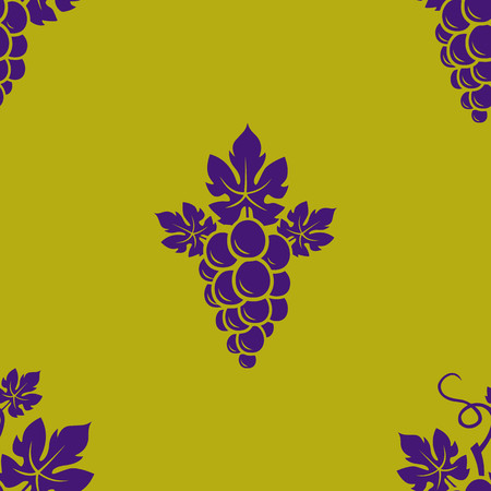 grape branch seamless pattern on golden backgroundの写真素材