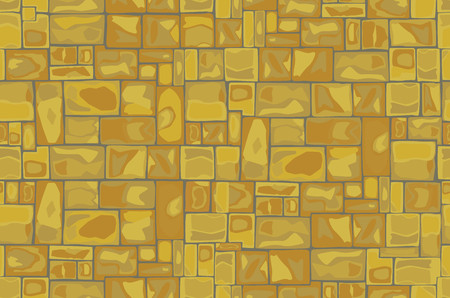 Stone Wall Background Seamless Pattern, Vector illustration, Yellowのイラスト素材