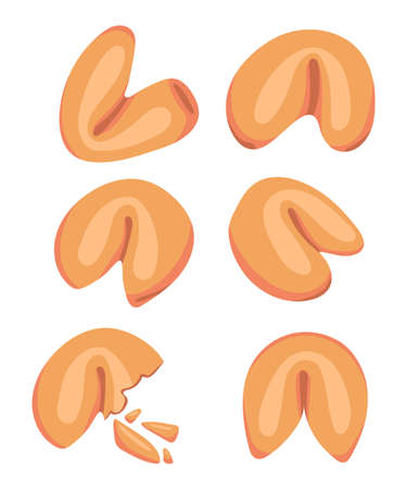 Hand drawn chinese fortune cookies. Vector illustration isolated on white background.のイラスト素材