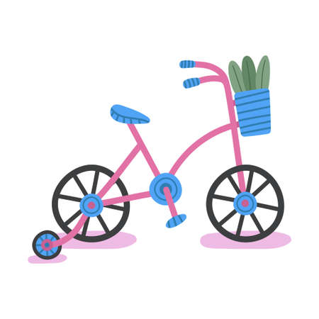 Hand drawn four-wheeled bicycle with plants isolated on white background.のイラスト素材