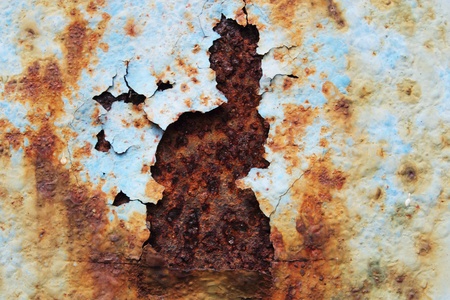 Steel red rust on a blue color 