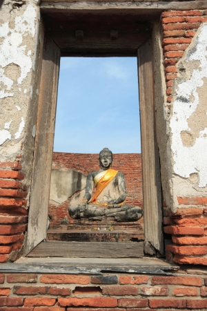Stone Reclining Buddha at Ayutthaya,Thailand の写真素材