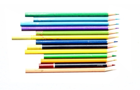 Set of color pencils isolate on whiteの写真素材