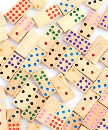 close up of wood domino setの写真素材