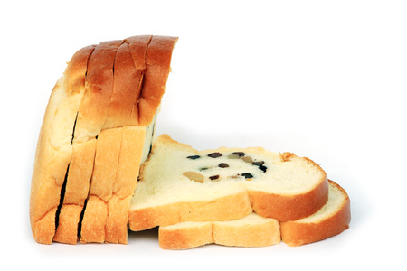 bread and cereal, close up white backgroundの写真素材