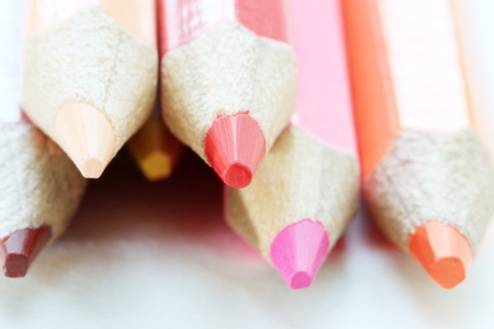 Macro closeup of the color pencil on white backgroundの写真素材