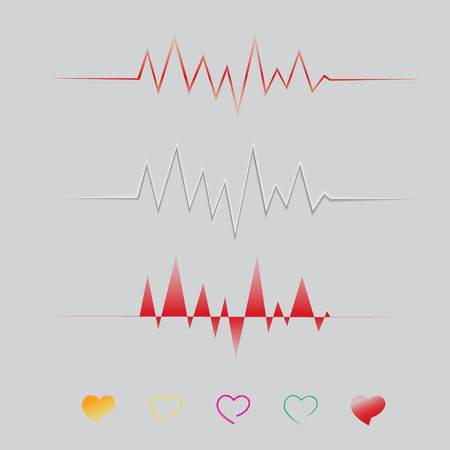 Abstract heart beats cardiogram wave, ECG line  illustration  のイラスト素材