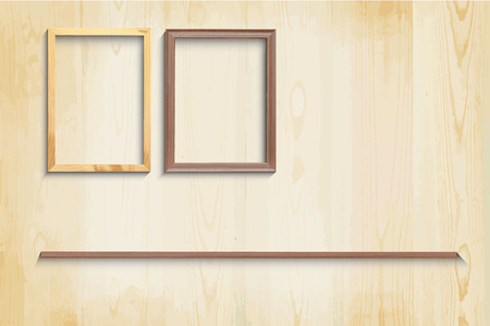wood picture frame on wall background. のイラスト素材