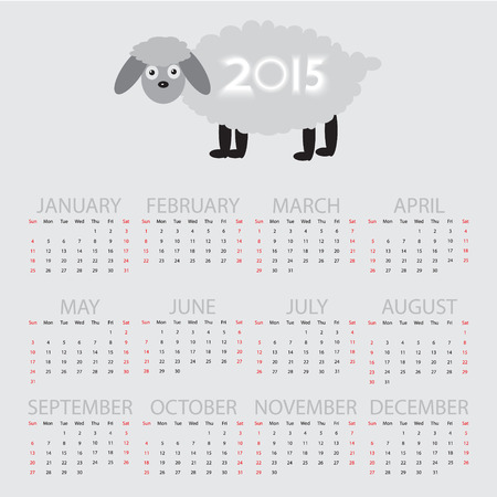 Simple calendar 2015 and Sheep.のイラスト素材