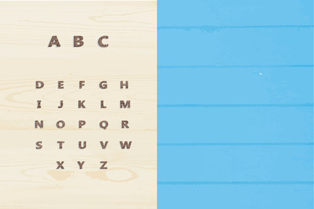 wooden font with shadow on wood boards background,のイラスト素材