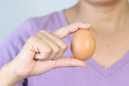 Woman hands with eggの写真素材