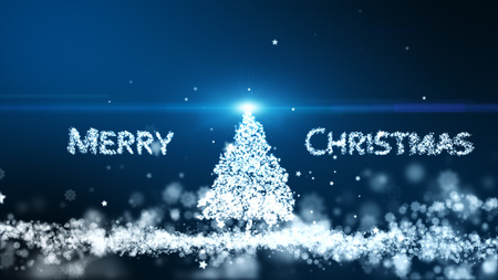 The particle merges into a Merry Christmas and tree with light ray beam.
の写真素材