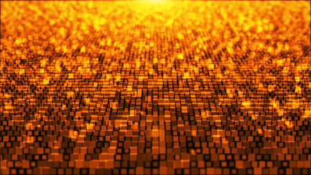 Abstract background with square yellow and gold moving and flicker particles. Backdrop of bokeh.  

の写真素材