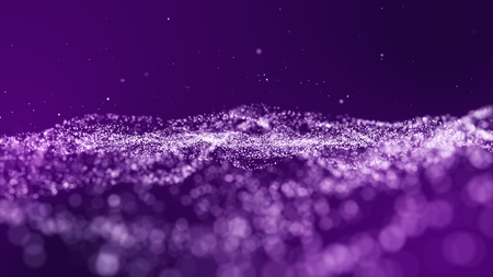 Dark purple and glow dust particle abstract background.の写真素材