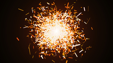 Dark brown background, digital signatures with beautiful explosion and areas with deep particles in light linesの写真素材