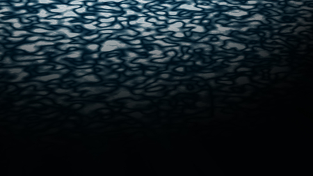 Black digital abstract background with wave particles, glow sparkles and space with depth of field. Particles form lines, surface and grid.の写真素材