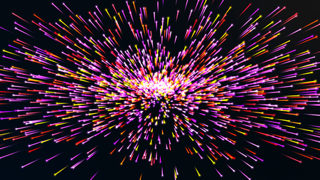 black background, explosion of fireworks spread out beautifully.の写真素材