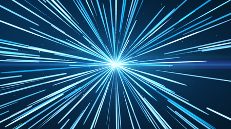 The blue background in the middle, with blue and white light lines, bursting out beautifully like a fireworks exploding with different depths.の写真素材
