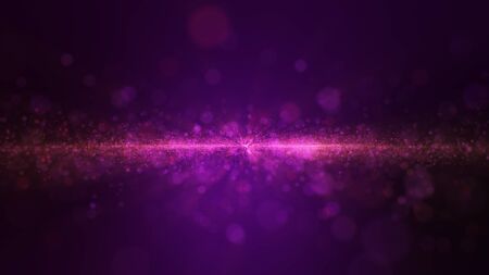 Glow purple dust particale glitter sparks abstract background for celebration with light beam and shine in center.の写真素材