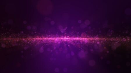 Glow purple dust particale glitter sparks abstract background for celebration with light beam and shine in center.の写真素材