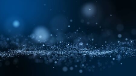 Dark blue and glow dust particle abstract background.の写真素材
