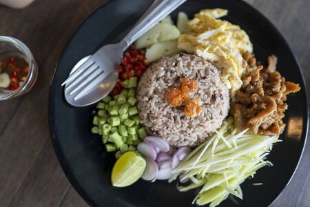 Thai food, Rice Seasoned with Shrimp Paste, khaao khlook gabpiの写真素材