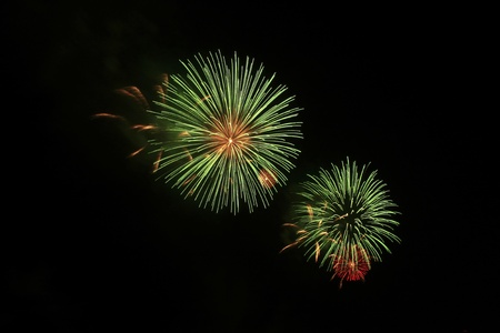 A colorful burst of fireworks in the  skyの写真素材