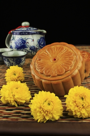 Moon Cake is the dessert for the Chinese Moon Festivalの写真素材