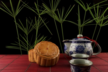 Moon Cake is the dessert for the Chinese Moon Festivalの写真素材