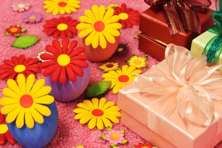 gift box and easter eggs