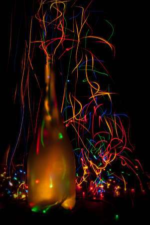 light painting photography, wine bottleの写真素材