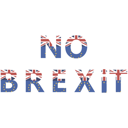 No brexit, the inscription of the flags of the UK and EU against the concept of a British exit from the European Union, vector for print or website designのイラスト素材