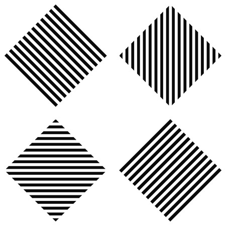 striped rhombus - horizontal stripes, vertical stripes, diagonal stripes in the square, for print or designのイラスト素材