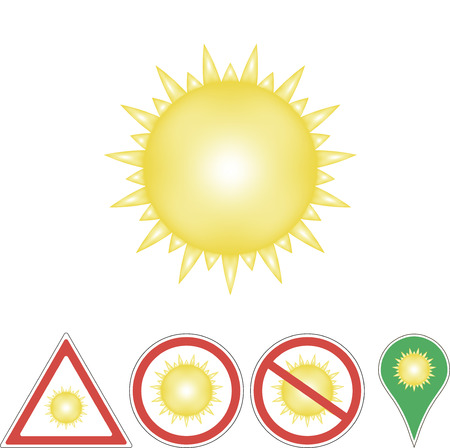 sun with light dark gradient on signs and pointer for printing or design the weatherのイラスト素材