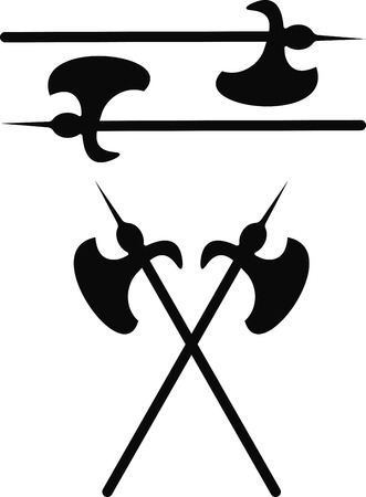 two axe isolated on whiteのイラスト素材