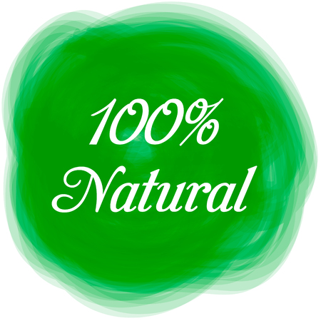 Vector natural label,  . 100 percent natural. Brush. Letteringのイラスト素材