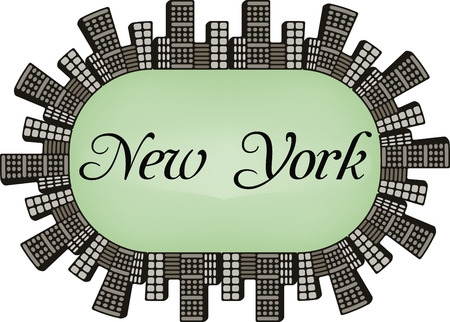New York USA Skyline silhouette plate vector designのイラスト素材