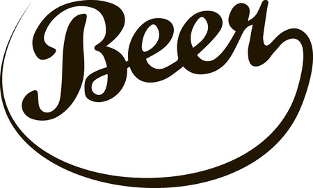 calligraphic inscription beer. vector for menu design, packaging. stamp.のイラスト素材