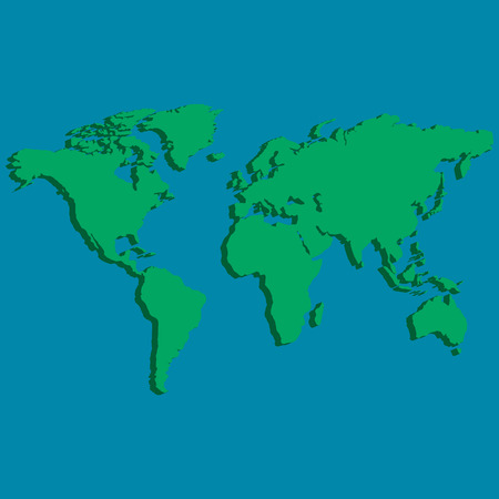 3D world map of the earth, with factom 3D, green land, blue ocean template for business, vectorのイラスト素材