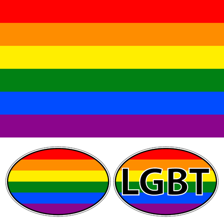 Rainbow colored LGBT flag and a sticker consisting of a palette of colors for the conduct of the party, and parade, vector stickerのイラスト素材